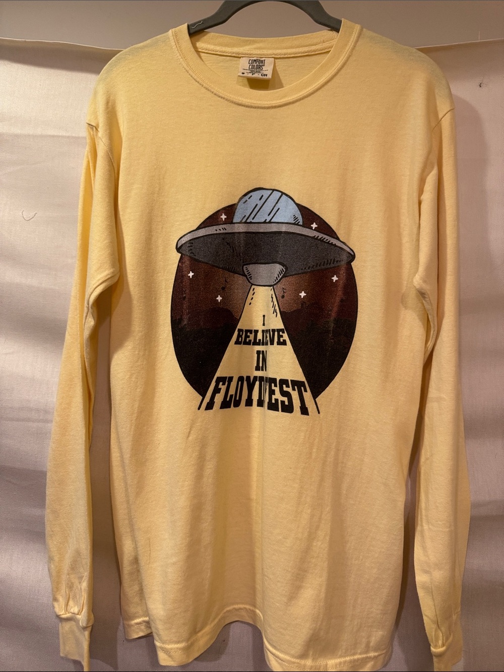 Official "I Believe In FloydFest Yellow Long Sleeve ButterCream T-Shirt